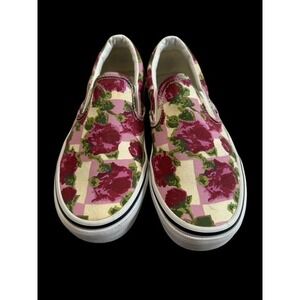 VANS CLASSIC SLIP ON ROMANTIC FLORAL PINK ROSES SKATE CANVAS SHOE WOMEN 7